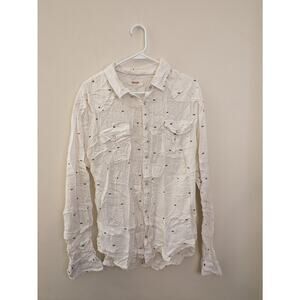 Osklen Rio De Janeiro Men Button-up Shirt Long Sleeve White Crowns Pearl Snap